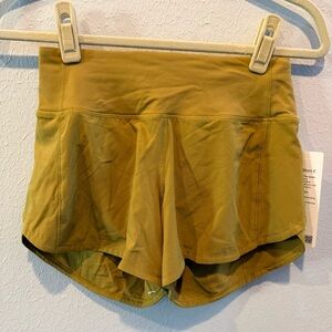 Lululemon Athletica Speed Up Mustard Yellow Women's Athletic Shorts